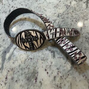 Zebra Print Belt with Cross Design